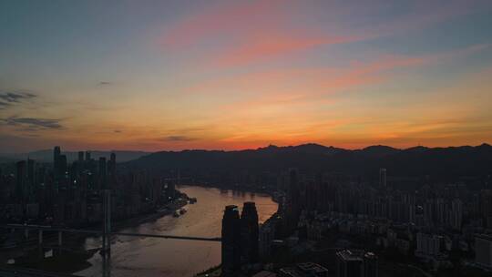 8K大气重庆城市日落日出夜景