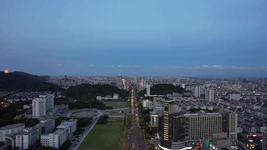 浙江台州城市风光城市建设航拍