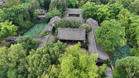 航拍四川眉山三苏祠4A景区