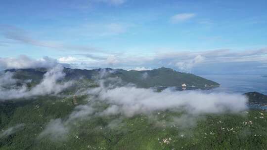 大山风车云海自然风光航拍