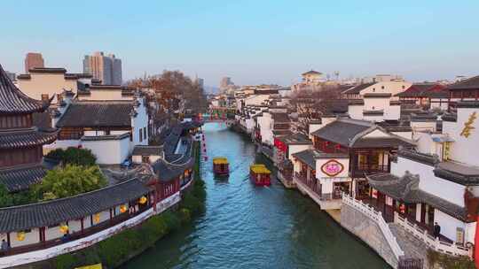 南京市秦淮区夫子庙航拍人流旅游景区景点秦