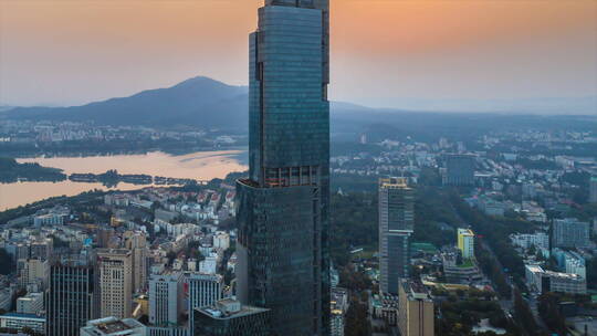 4K 南京紫峰日出 航拍延时