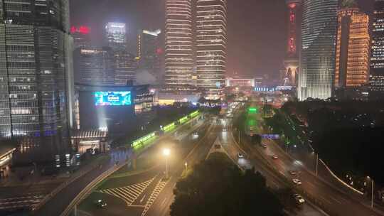 上海夜景航拍东方明珠陆家嘴环岛世纪大道浦视频素材模板下载