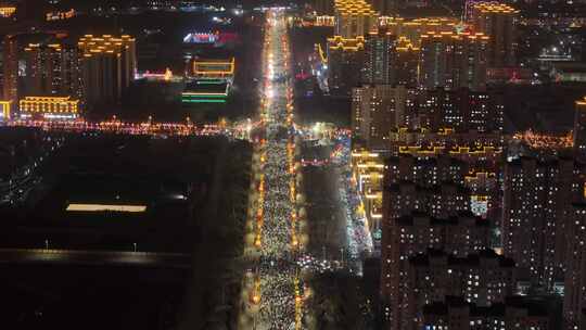 航拍山西晋中市祁县2025年元宵节夜景全景