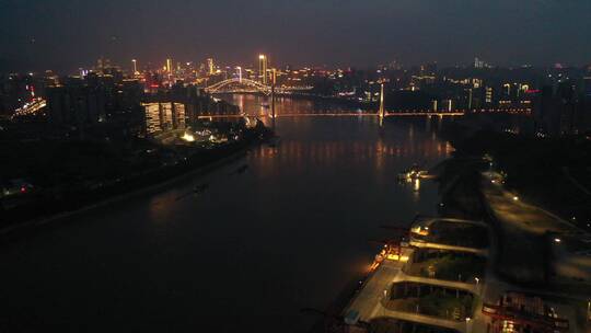 中国重庆城市风光航拍4K邮轮