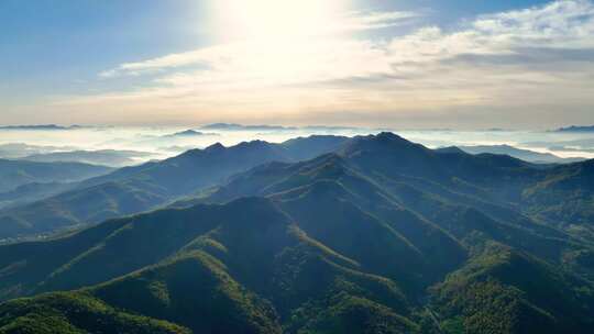 航拍千山山脉黎明风光