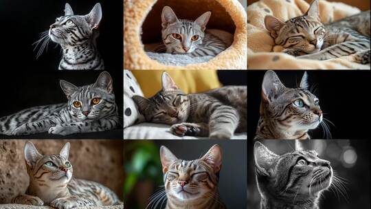 优雅埃及猫小猫猫咪的迷人瞬间高清在线视频素材下载