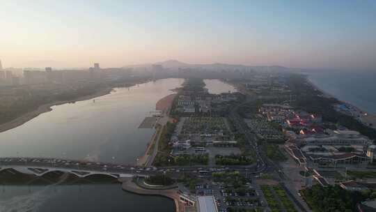 大海海洋沙滩日照万平口航拍