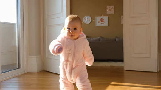 蹒跚学步的可爱宝宝