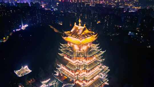 重庆江北鸿恩寺夜景航拍