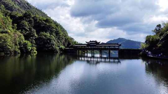 航拍天台山瀑布古桥亭山青山合集