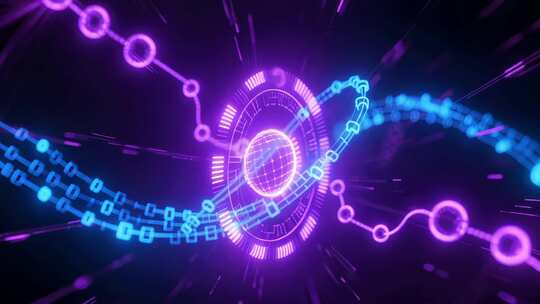 科技感霓虹线条粒子光效画面