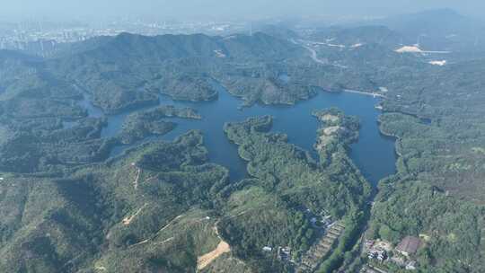 森林山水湖泊航拍青山绿水山川河流山峰风景