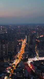 竖屏航拍四川乐山万家灯火城市夜景