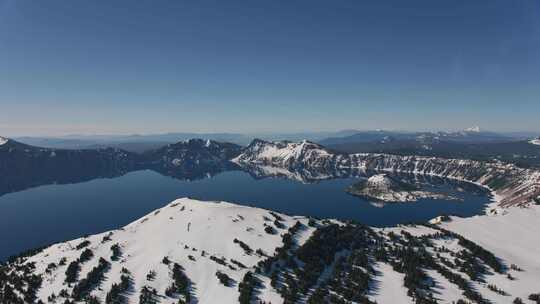 湖，火山口，水，雪