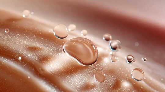 护肤精华水滴微距画面