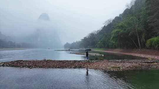 烟雨漓江航拍