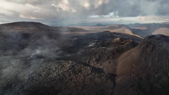 航拍活火山 岩浆喷发