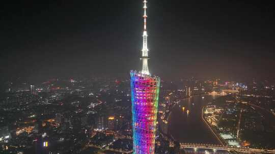 广州海珠区阅江西路猎德大桥夜晚夜景航拍