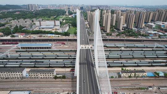 江苏徐州和平大桥交通地标建筑航拍