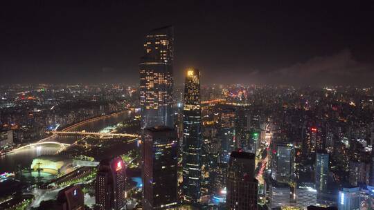广州CBD夜景航拍视频素材模板下载