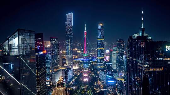 4K广州珠江新城繁华夜景