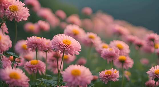 菊花特写秋菊花海花朵花丛向日葵鲜花盛开