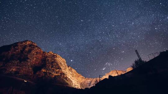 夜晚星空流星唯美延时