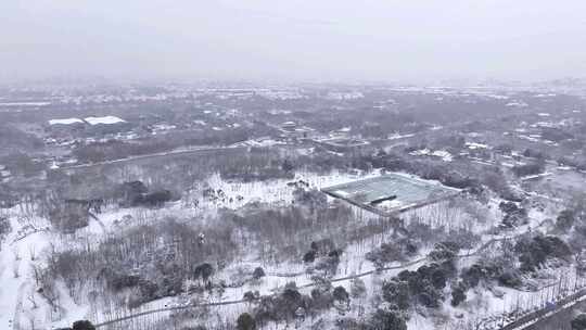 航拍扬州瘦西湖大明寺观音山宋夹城园林雪景