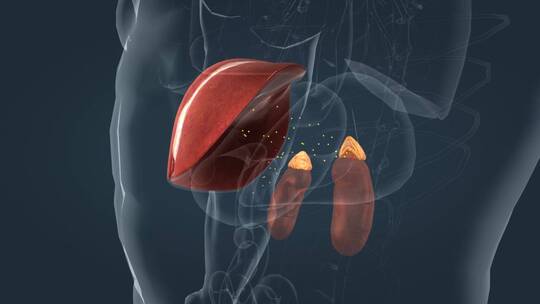 医学人体器官肾脏内分泌系统肾上腺三维动画