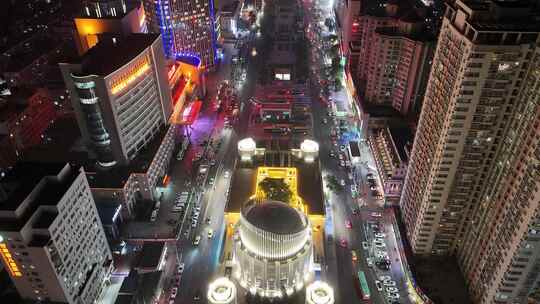 甘肃兰州西关清真大寺夜景航拍