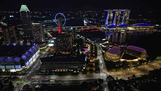 新加坡滨海湾花园金沙酒店海滨花园夜景