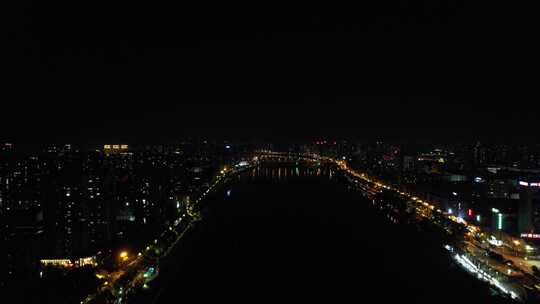 湖南衡阳城市夜景灯光航拍