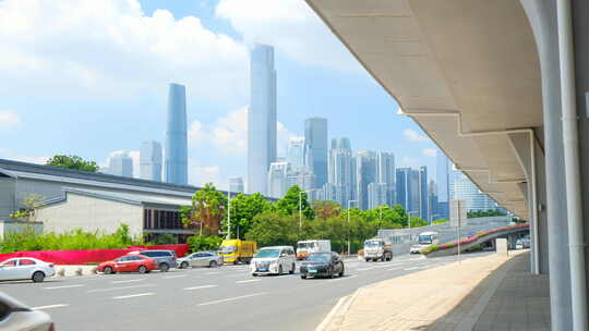 广州 城市 车流 道路街景 公交车 交通