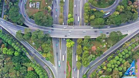 航拍城市立交桥交通道路