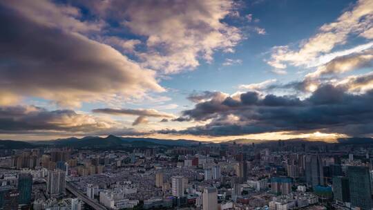 昆明城市日出航拍延时4k