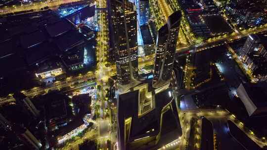 南京市建邺区航拍日转夜夜景