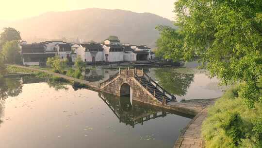 江南水乡-徽州古村落-清晨村庄日出