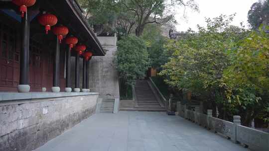 新昌大佛寺挂满红灯笼的古建筑视频素材模板下载