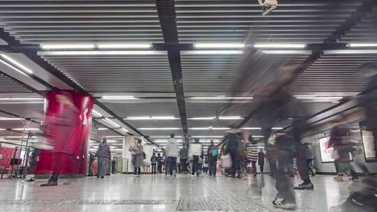 地铁换乘人流移动延时视频素材模板下载