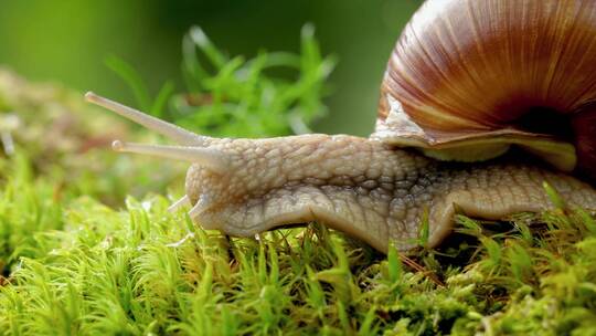 微距蜗牛慢慢爬