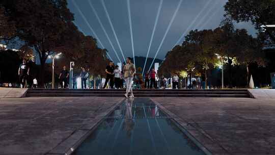 台州市市民广场夜景延时视频素材模板下载