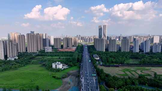 杭州钱江新城城市中轴线航拍