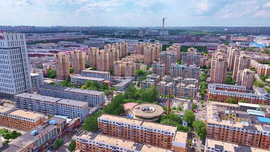 中国辽宁沈阳苏家屯街道城市建筑航拍