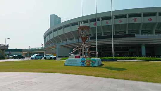 杭州_黄龙体育中心航拍视频素材模板下载