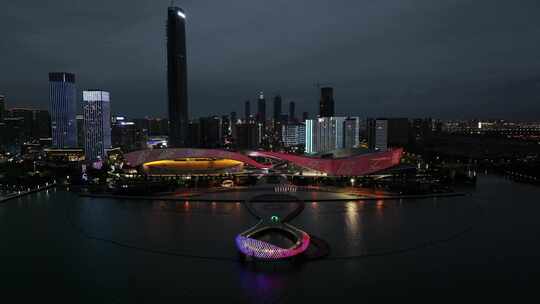 苏州文化地标苏州湾大剧院夜景（航拍运镜）