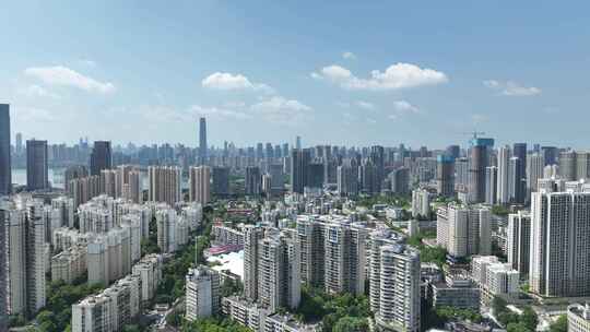 武汉武昌新区航拍城市建筑风光鸟瞰市区风景