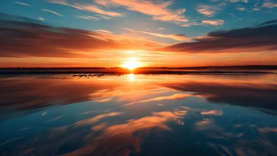 水面夕阳天空风景