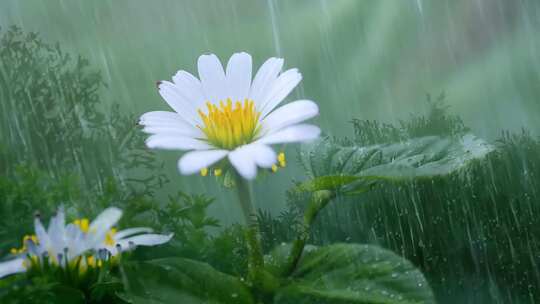 夏雨倾泻 树影婆娑 雷声阵阵 繁花怒放