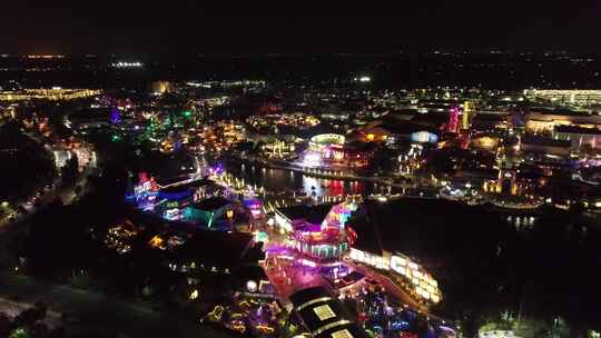 美国奥兰多市中心彩色游乐园夜景视频素材模板下载